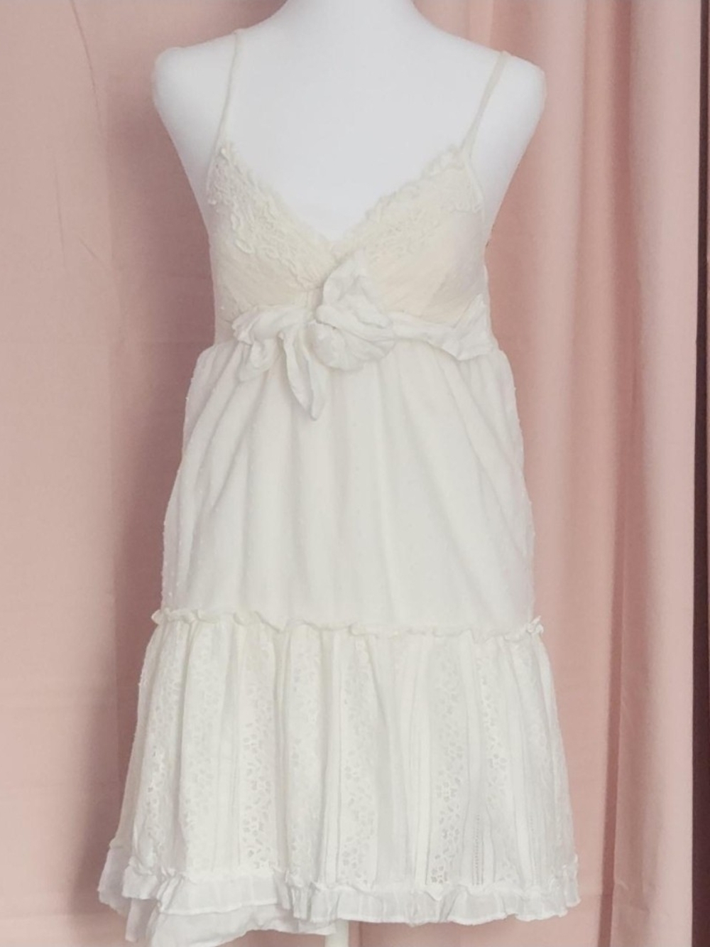 japanese branded (oneway) white mini dress tie bow in front